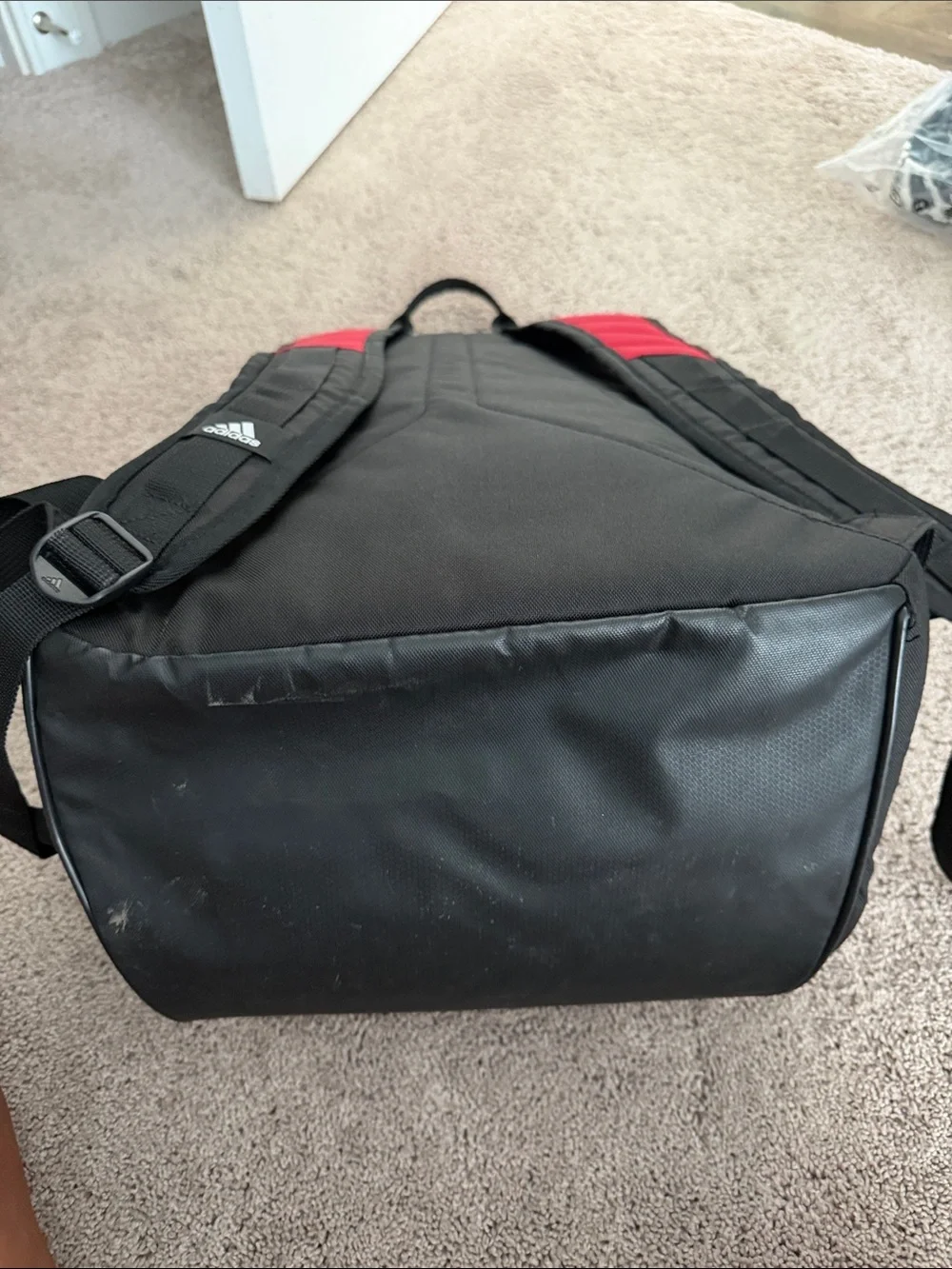 adidas stadium 3 Red and Black Soccer Backpack with Reflective Stripes